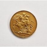 Victoria (1837-1901), Sovereign 1880, Young head facing left, St George and the Dragon, date below