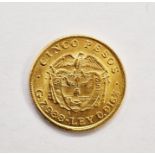 Columbia, (Republic of Columbia since 1886) 5 Pesos 1919 A, Medellin. Fr. 113; KM 201. Date