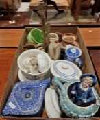 Assorted Wedgwood Blue Jasperware items to include lidded trinket boxes, vases, dishes, etc, a