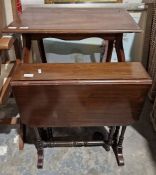 Small mahogany drop-leaf table and a mahogany two-tier side table (2)