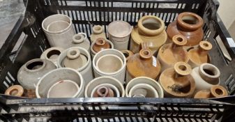 Quantity of stoneware flagons and jars, some named (1 box)
