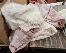 Two Cozee Home faux fur pelt rugs, a Kelly Hoppen blanket and a Laura Ashley blanket (4)