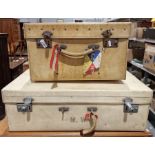 Two vintage velum suitcases with silk lining (2)