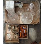 Dartington 'Shuggy Bar' spirit decanter with box, a large glass carafe, another Dartington decanter,