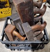 Quantity of vintage tools to include wooden planes, some stamped to include A Mathieson & Sons,