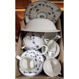 Set of five Wedgwood Susie Cooper 'Carnaby Daisy' cups and saucers, a Masons ironstone 'Mandalay'