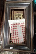 Three vintage American wall clocks and a wooden barometer (4)