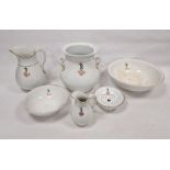 19th century Minton porcelain part wash and dinner service including five graduated oval meat
