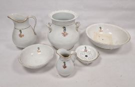 19th century Minton porcelain part wash and dinner service including five graduated oval meat
