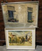 Two watercolours, the first inscribed Echa Nove depicting two juliet balconies, the other with a