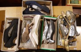 Eight pairs ladies vintage dress/court shoes, some in boxes, quantity of shoe stretchers and an