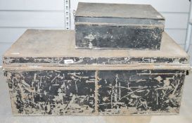 Large metal trunk and a smaller metal trunk (2)