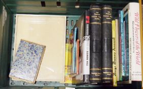 Two Paragon postage stamp albums (blank) and assorted books including Wildflowers of the World, B