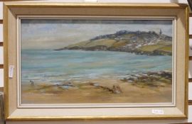 P Weare Oil on board Cornish coastline, mid 20th century  Watercolour Pastoral rural landscape C