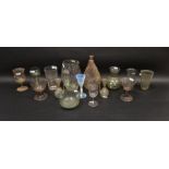 Assorted glassware, including: a Moser Ice pattern jug, an Orrefors notch cut beaker, a Dutch