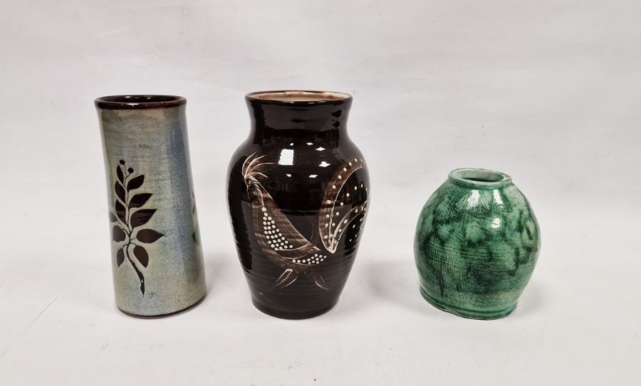 Ashley Holland studio pottery brown glazed oviform vase, a Chelsea pottery vase and an Art Pottery - Image 2 of 5