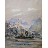 Attributed to Fanny Maxwell-Lyte (1853-1925)  Watercolour on paper  Italian hilltop landscape,