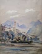 Attributed to Fanny Maxwell-Lyte (1853-1925)  Watercolour on paper  Italian hilltop landscape,