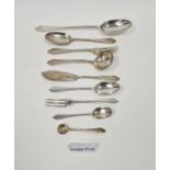 Large Victorian silver cutlery service, armorial, comprising two large serving spoons, 29 three-