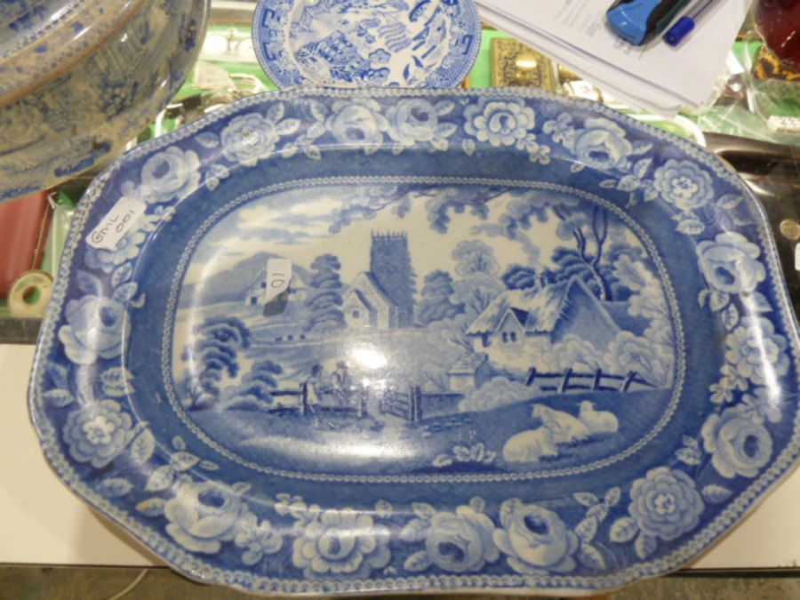 Staffordshire printed blue and white pearlware desk set and cover, circa 1820, together with various - Image 25 of 40