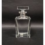 A contemporary rectangular section spirit decanter and stopper, of thick-walled construction with