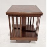 Mahogany revolving bookcase with moulded slats, the top 45cm square x 55cm high