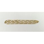 18K gold chain-link necklace of long staple and flattened curb links alternating, 45cm long, approx.