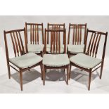 Set of six mid century stained teak dining chairs in the style of Niels Koefoed