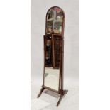 Late19th/early 20th century stained wooden cheval mirror, the mirror with a bevelled edge, 154cm