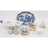 Group of Staffordshire pottery and porcelain, circa 1830 and later, including: a leaf-shaped