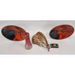 Two Poole Pottery Himalayan Poppy pattern dishes, a Russian porcelain model of a giraffe, a silver-