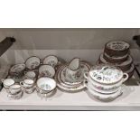 Early-mid 20th Century Coalport Pembroke pattern bone china part dinner-service, printed puce marks,
