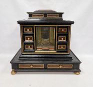 Ebonised and parcel-gilt walnut veneered table top collectors cabinet in the 17th century-style,