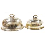 Two graduated meat domes, crest engraved