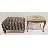 Modern large upholstered footstool of rectangular form, 78cm high together with another footstool