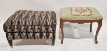 Modern large upholstered footstool of rectangular form, 78cm high together with another footstool