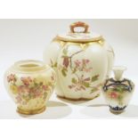 Late 19th century Royal Worcester ivory ground lobed pot-pourri vase and cover, a blush ivory ground