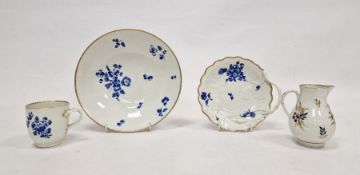 Group of Worcester Dry Blue decorated porcelain, circa 1775, blue crossed swords and 6. mark to cup,