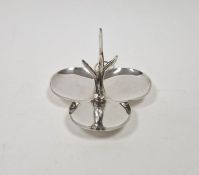 Edwardian silver ring tree, the tree mounted upon a three leaf clover, hallmarked Birmingham 1904 by