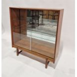 Mid century Turnidge of London teak display cabinet, with two sliding glass doors and three