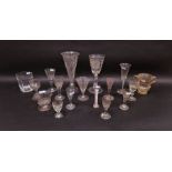 Assorted drinking glasses, 18th-20th century. Including a Continental engraved armorial goblet dated