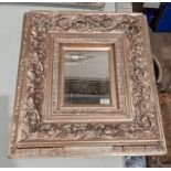 19th century later painted wall mirror of rectangular form with bevelled edge, currently painted