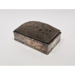 Edwardian silver jewel box, rectangular with reed and ribband borders, hat pin cushion top,