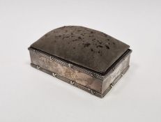 Edwardian silver jewel box, rectangular with reed and ribband borders, hat pin cushion top,