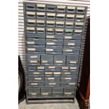 A metal engineer's filing/storage cabinet, measuring approx. 168cm high x 90cm x 29cm, a label