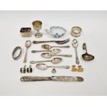 Group of predominantly late Victorian and Edwardian silver including three napkin rings, one