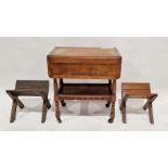 20th century oak drop-leaf drinks trolley, of rectangular form raised on turned wooden legs with