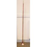 Copper and brass-bound hunting horn, 122cm