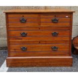 Early 20th century mahogany dressing table chest of drawers having a bevelled edged mirror, raised