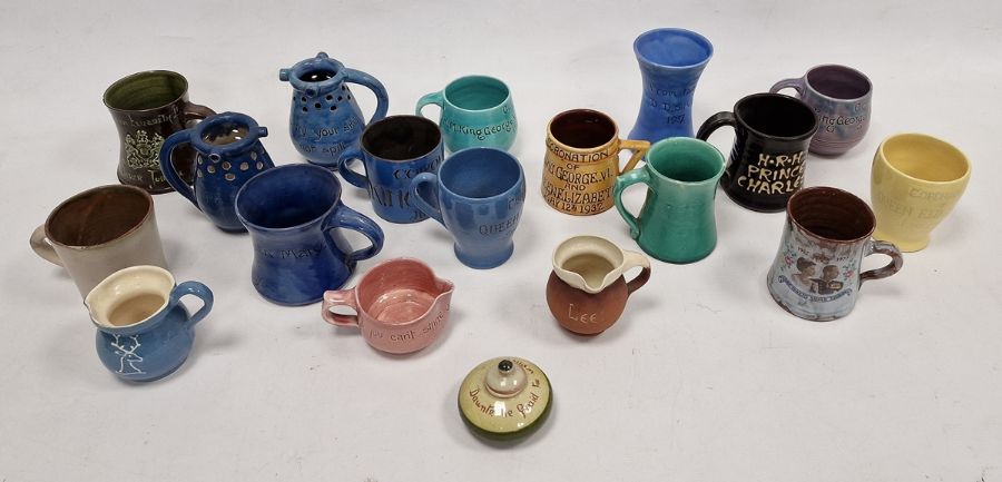 Collection of 19th-20th century Art Pottery coronation mugs, jugs, vases and related wares, - Image 2 of 2